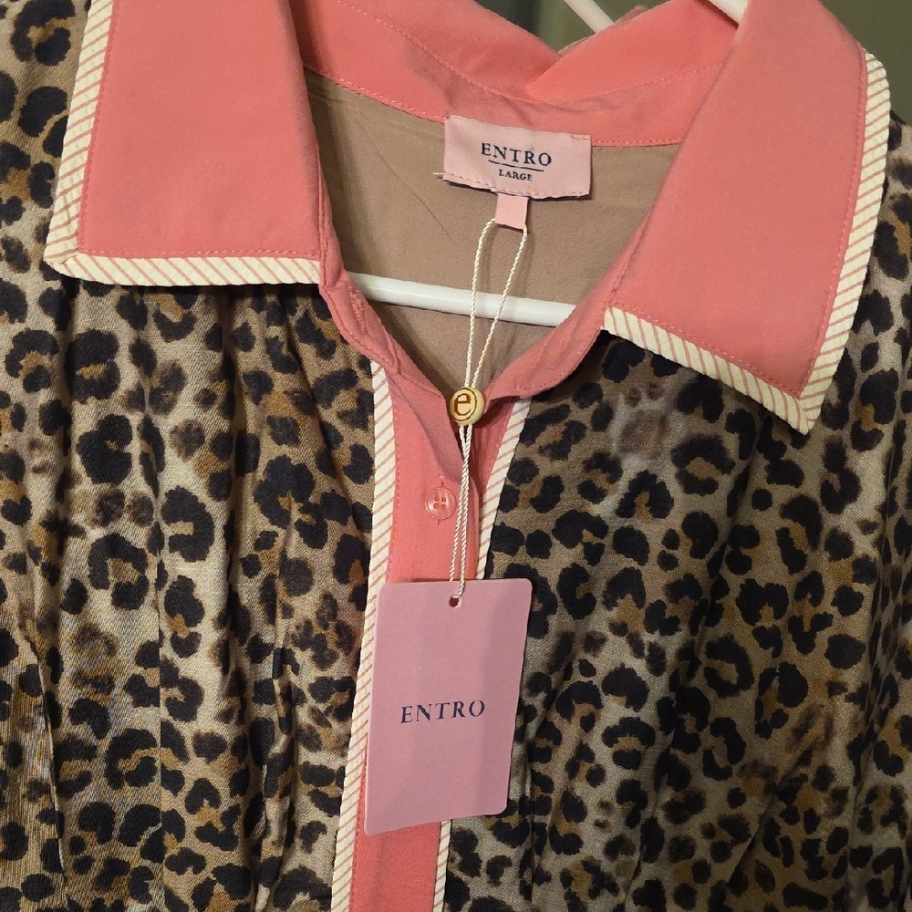 Entro Leopard Print Maxi Dress with Pink Accents - Picture 9 of 9